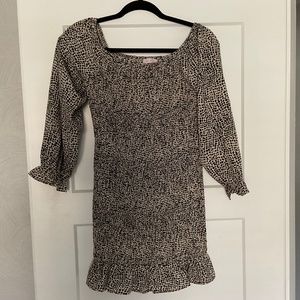 Pink Lily - Maybe Tomorrow Ivory/Black Smocked Animal Print Dress